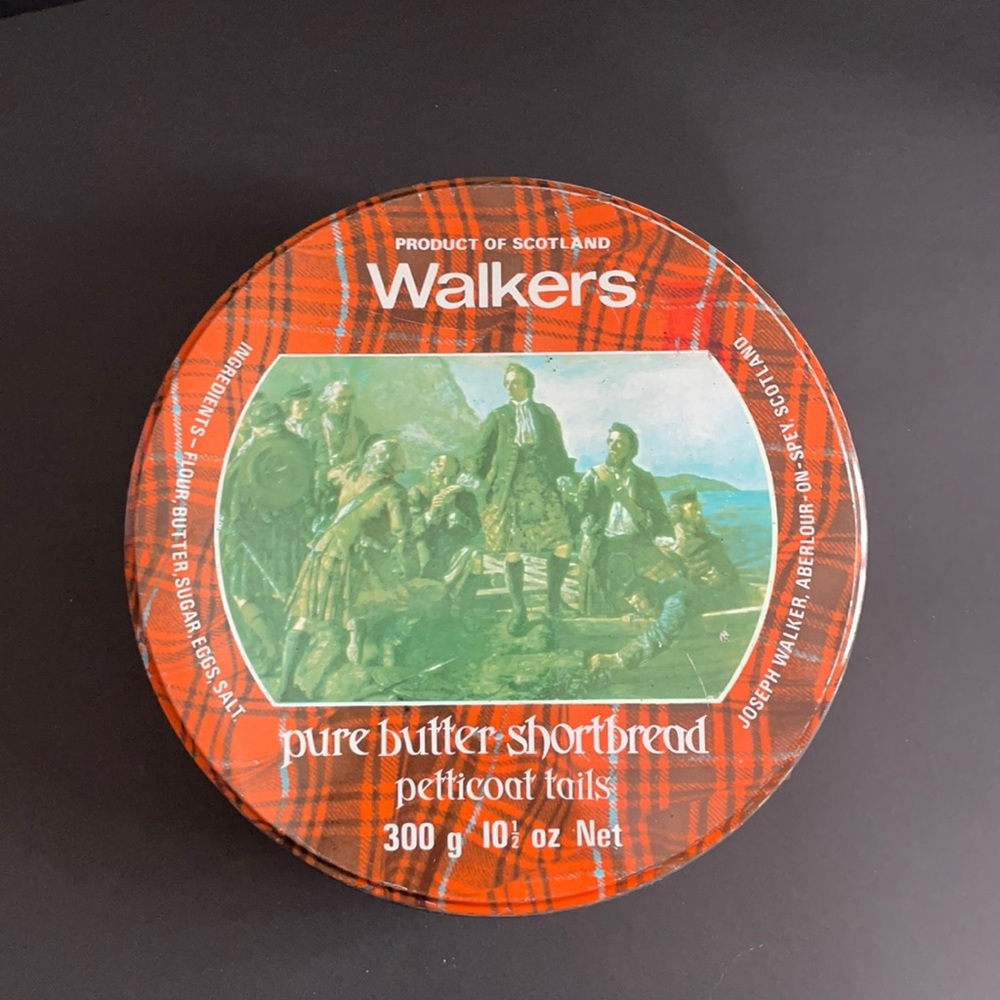 Vintage Cookie Tin Walkers Pure Butter Shortbread Petticoat Tails Collectible